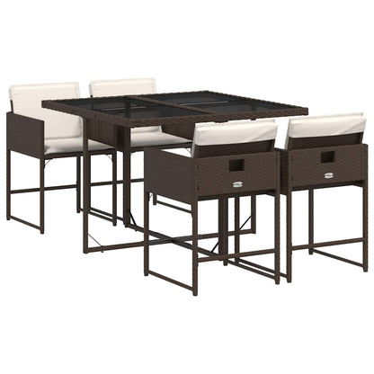 vidaXL Garden Dining Set | Brown | Poly Rattan | Medium | Foldable