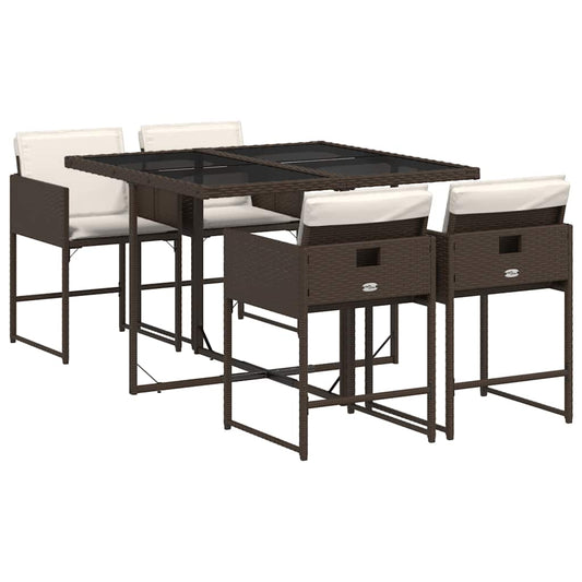 vidaXL Garden Dining Set | Brown | Poly Rattan | Medium | Foldable