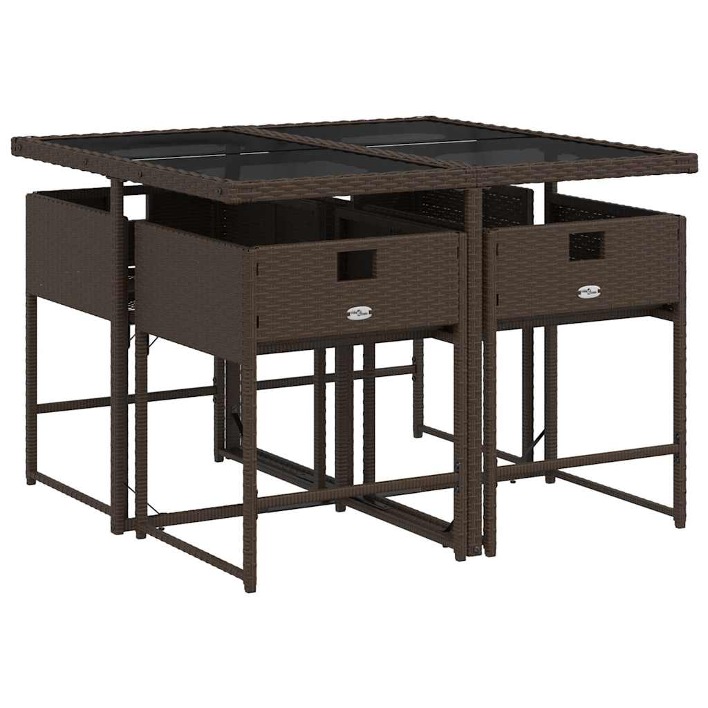 vidaXL Garden Dining Set | Brown | Poly Rattan | Medium | Foldable