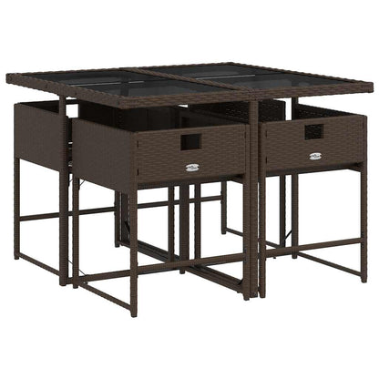 vidaXL Garden Dining Set | Brown | Poly Rattan | Medium | Foldable