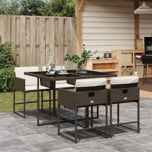 vidaXL Garden Dining Set | Brown | Poly Rattan | Medium | Foldable
