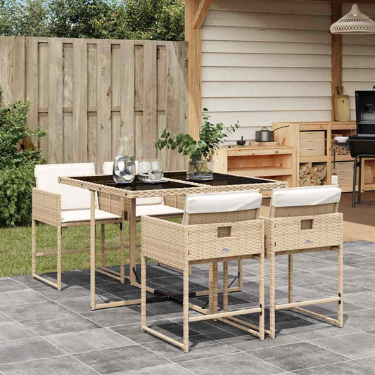 vidaXL Garden Dining Set | Beige, Black, Cream White