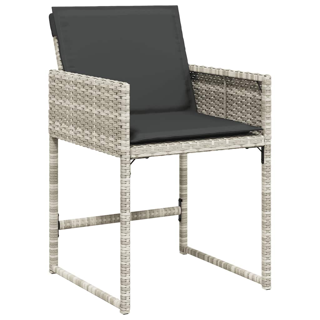 vidaXL 5 Piece Garden Dining Set with Cushions Light Grey Poly Rattan
