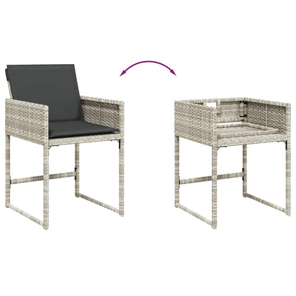 vidaXL 5 Piece Garden Dining Set with Cushions Light Grey Poly Rattan