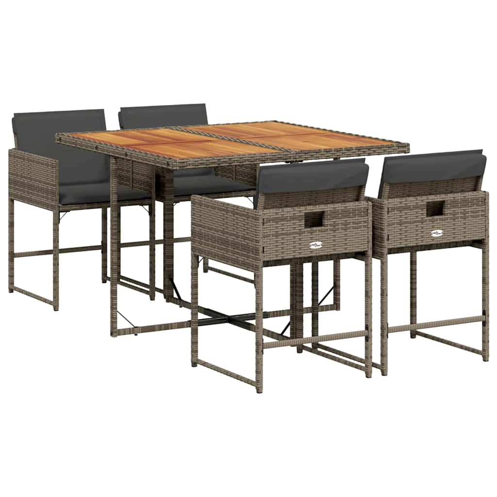 vidaXL Garden Dining Set | Grey | PE Rattan | 4-seater | Removable Covers