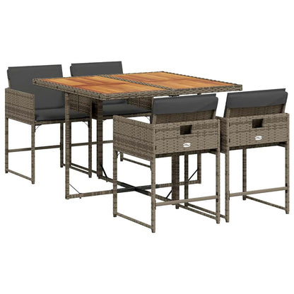 vidaXL Garden Dining Set | Grey | PE Rattan | 4-seater | Removable Covers