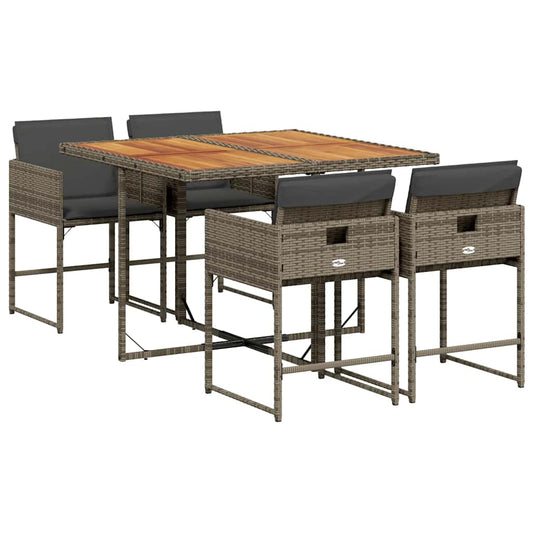 vidaXL Garden Dining Set | Grey | PE Rattan | 4-seater | Removable Covers