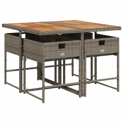 vidaXL Garden Dining Set | Grey | PE Rattan | 4-seater | Removable Covers