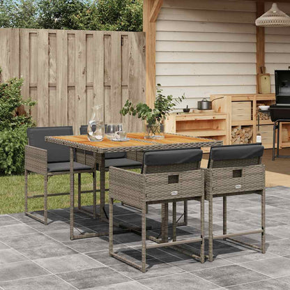 vidaXL Garden Dining Set | Grey | PE Rattan | 4-seater | Removable Covers