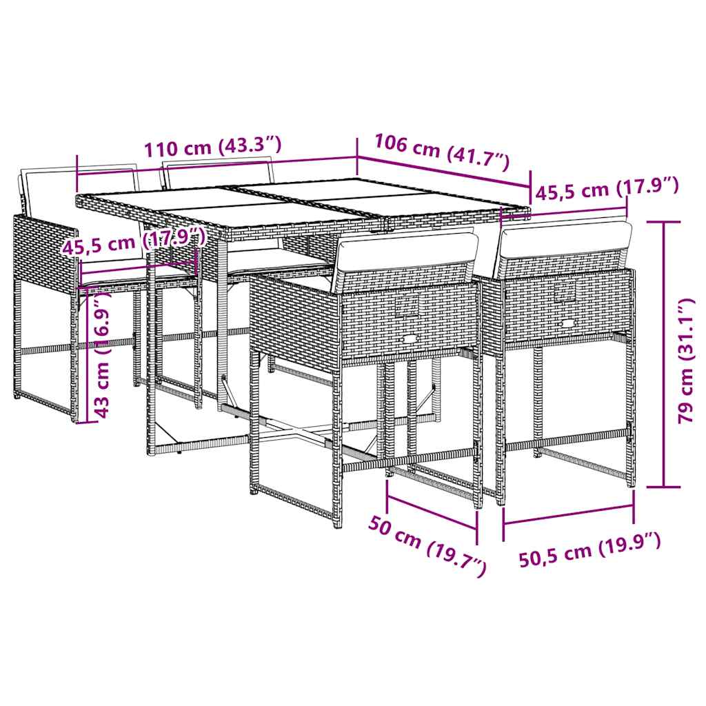 vidaXL Garden Dining Set | Black and cream