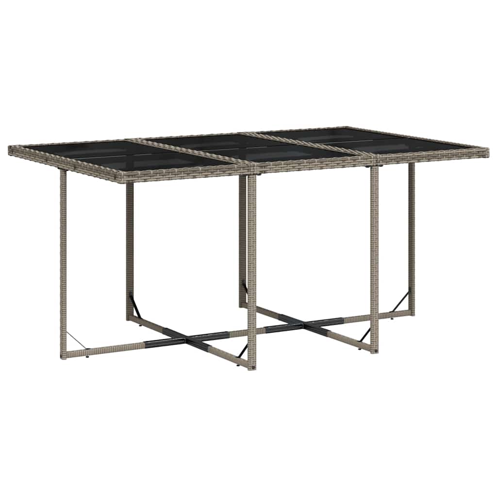 vidaXL Garden Dining Set | Grey | PE rattan, powder-coated steel, tempered glass