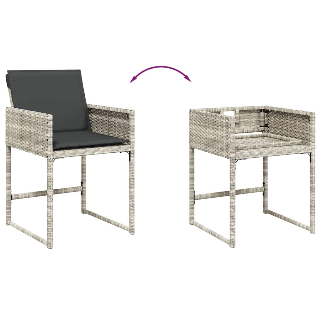 vidaXL 7 Piece Garden Dining Set with Cushions Light Grey Poly Rattan