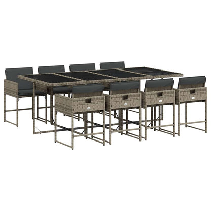 vidaXL Garden Dining Set | Grey | Poly Rattan | 8-seater | Foldable