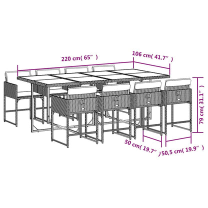vidaXL Garden Dining Set | Beige and Black | Poly Rattan and Tempered Glass