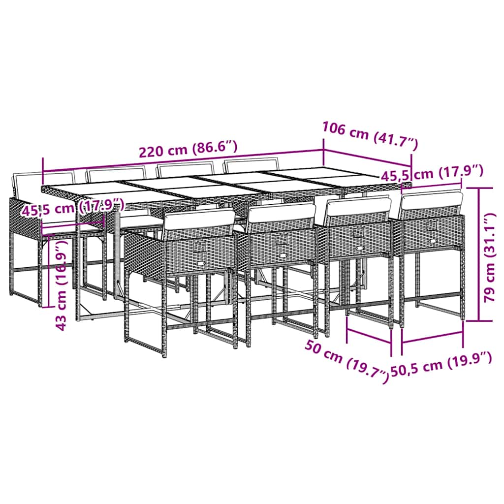 vidaXL Garden Dining Set | Grey