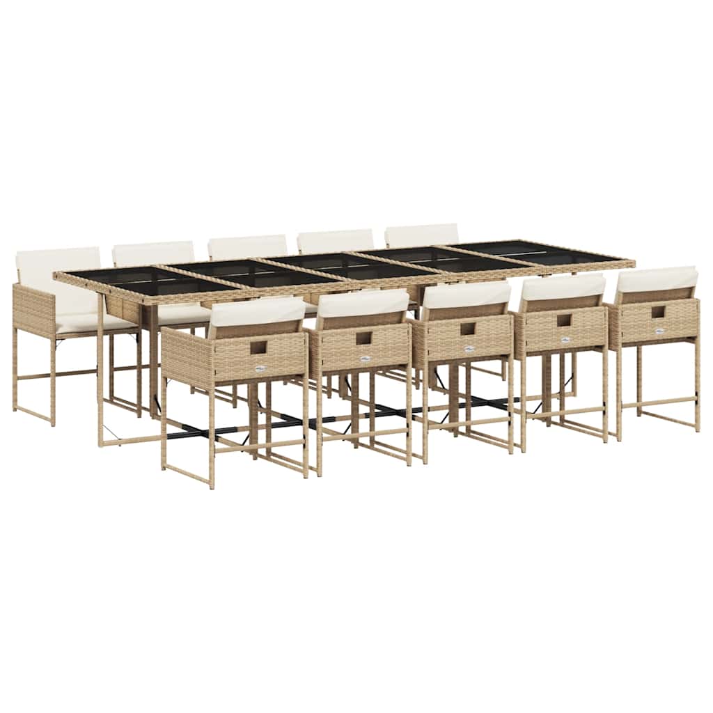 vidaXL Garden Dining Set | Beige, Cream White, Black | PE Rattan | 10-seater