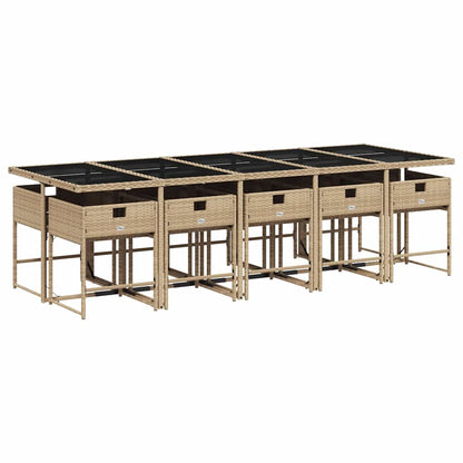 vidaXL Garden Dining Set | Beige, Cream White, Black | PE Rattan | 10-seater