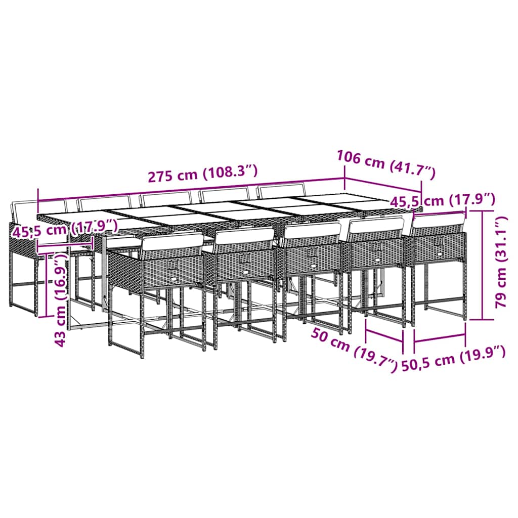 vidaXL Garden Dining Set | Black and brown