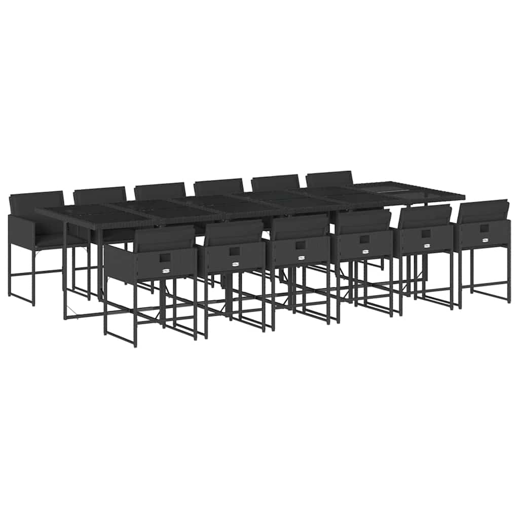 vidaXL Garden Dining Set | Black | PE Rattan | 13-piece set for 12 people