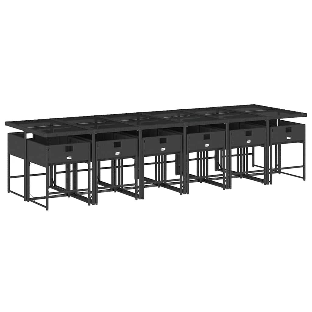 vidaXL Garden Dining Set | Black | PE Rattan | 13-piece set for 12 people