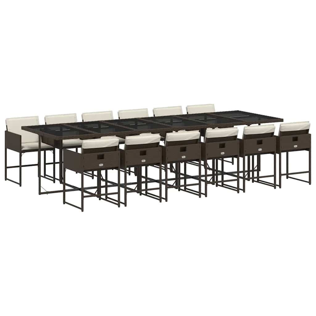 vidaXL Garden Dining Set | Brown | PE Rattan | 13 Piece | Foldable