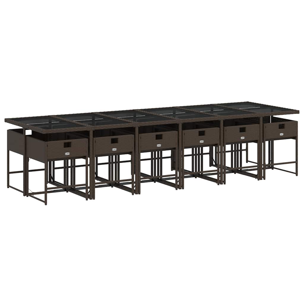 vidaXL Garden Dining Set | Brown | PE Rattan | 13 Piece | Foldable