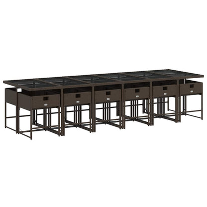 vidaXL Garden Dining Set | Brown | PE Rattan | 13 Piece | Foldable