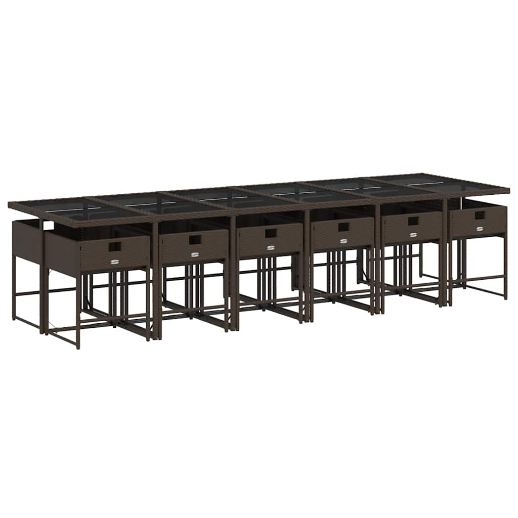 vidaXL Garden Dining Set | Brown | PE Rattan | 13 Piece | Foldable