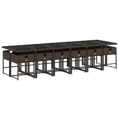 vidaXL Garden Dining Set | Brown | PE Rattan | 13 Piece | Foldable