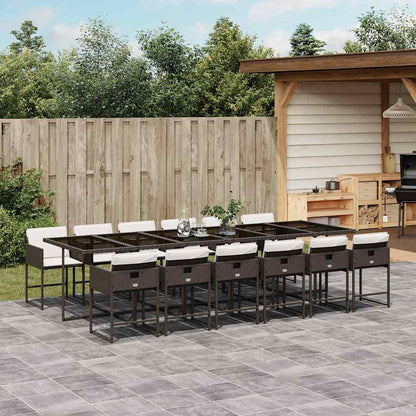 vidaXL Garden Dining Set | Brown | PE Rattan | 13 Piece | Foldable