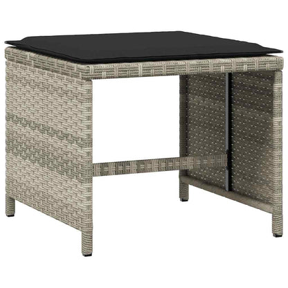 vidaXL 11 Piece Garden Dining Set with Cushions Light Grey Poly Rattan