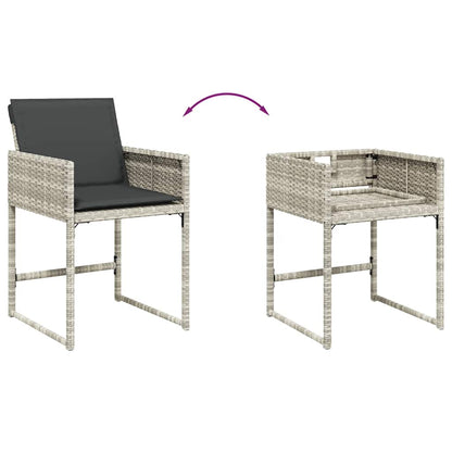 vidaXL 11 Piece Garden Dining Set with Cushions Light Grey Poly Rattan