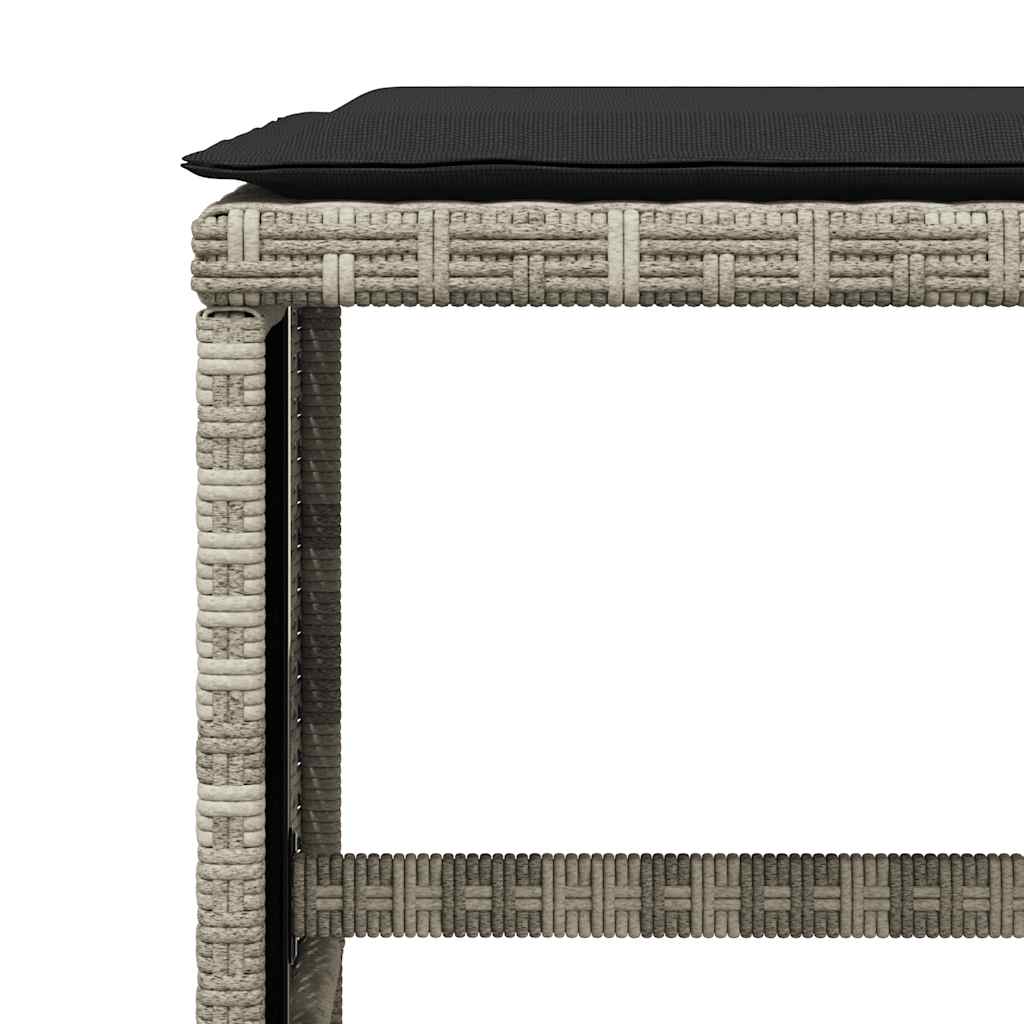vidaXL 11 Piece Garden Dining Set with Cushions Light Grey Poly Rattan