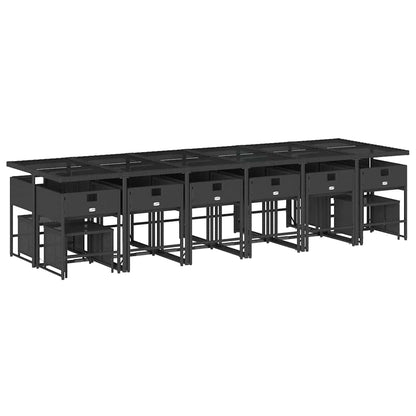 vidaXL 17 Piece Garden Dining Set with Cushions Black Poly Rattan