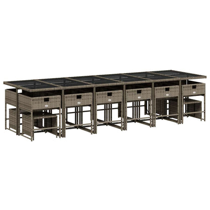 vidaXL 17 Piece Garden Dining Set with Cushions Grey Poly Rattan