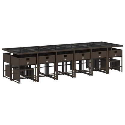 vidaXL 17 Piece Garden Dining Set with Cushions Brown Poly Rattan