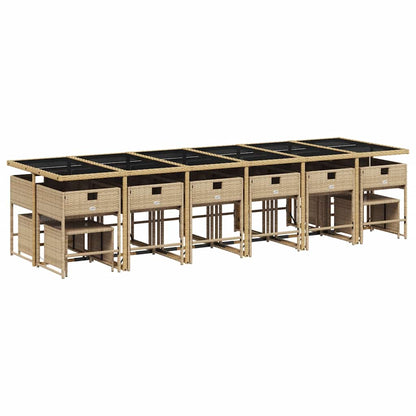 vidaXL 17 Piece Garden Dining Set with Cushions Beige Poly Rattan