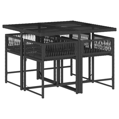 vidaXL Garden Dining Set | Black | PE rattan | Four-seater | Foldable