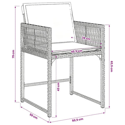 vidaXL Garden Dining Set | Black | PE rattan | Four-seater | Foldable