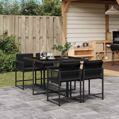 vidaXL Garden Dining Set | Black | PE rattan | Four-seater | Foldable