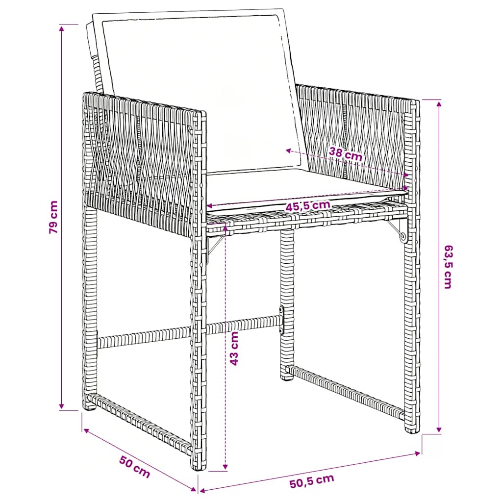 vidaXL 5 Piece Garden Dining Set with Cushions Grey Poly Rattan