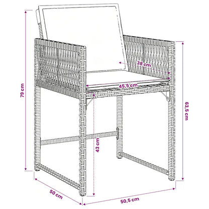 vidaXL 5 Piece Garden Dining Set with Cushions Grey Poly Rattan