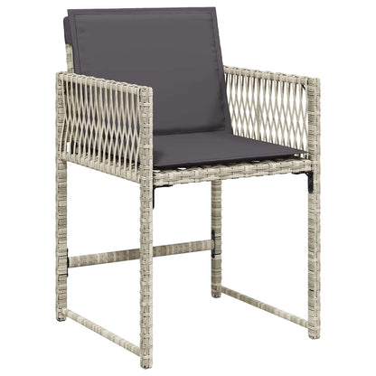 vidaXL 5 Piece Garden Dining Set with Cushions Light Grey Poly Rattan