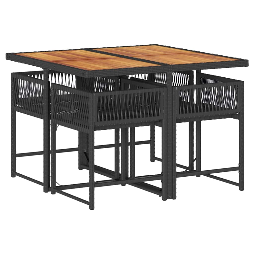 vidaXL Garden Dining Set | Black | PE rattan | 4-seater | Foldable
