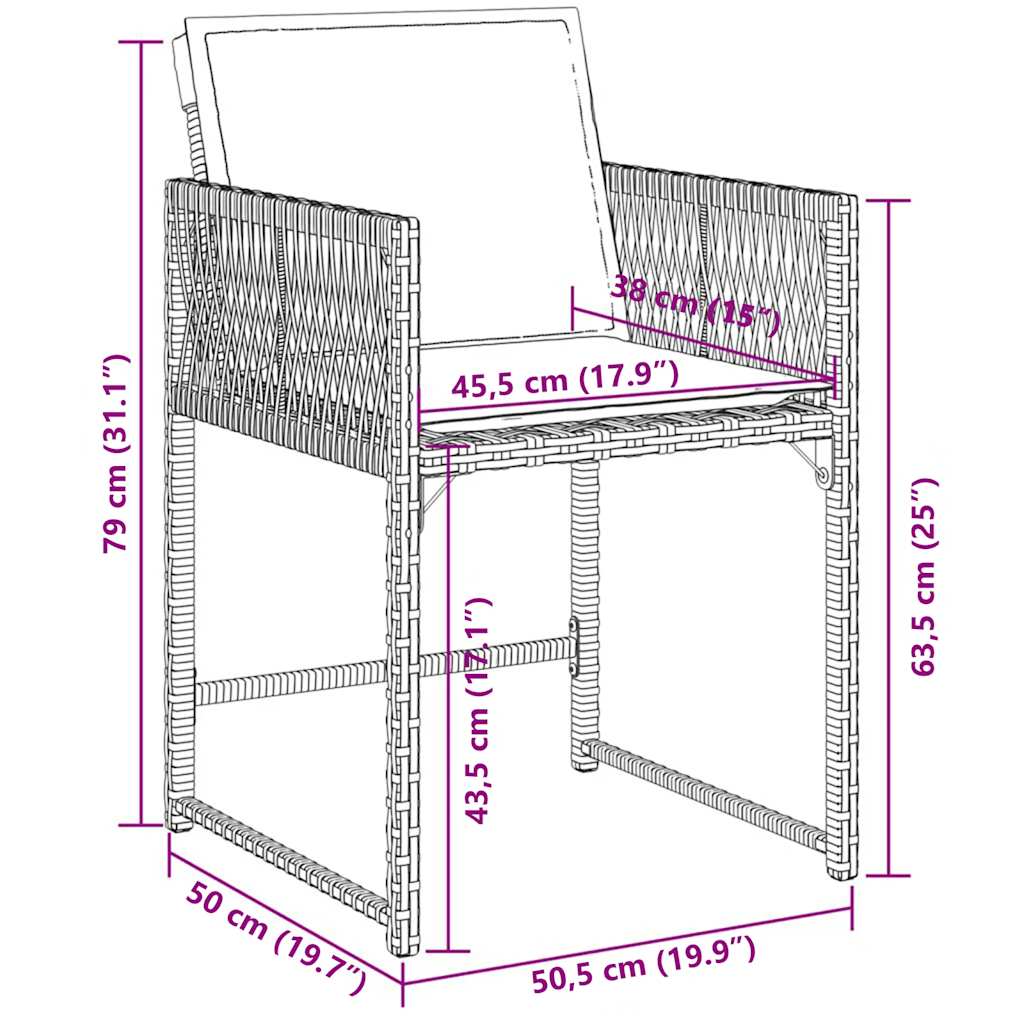 vidaXL Garden Dining Set | Black | PE rattan | 4-seater | Foldable