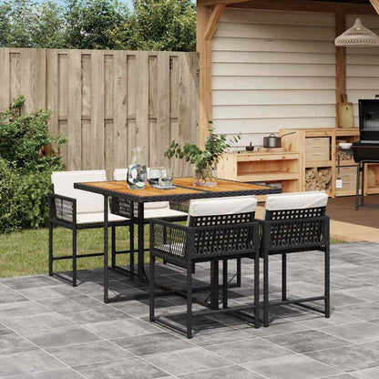 vidaXL Garden Dining Set | Black | PE rattan | 4-seater | Foldable