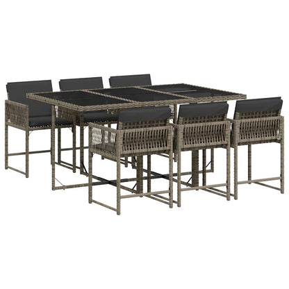 vidaXL Garden Dining Set | Grey | PE Rattan | 6-Seater | Foldable