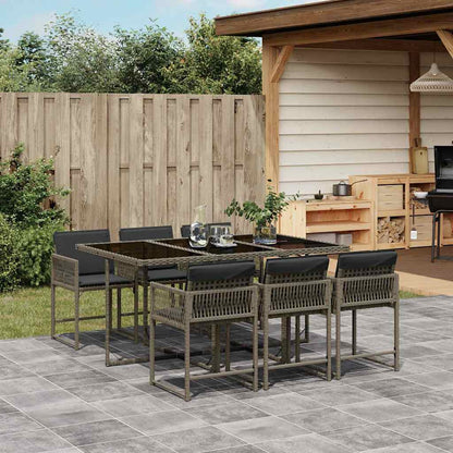 vidaXL Garden Dining Set | Grey | PE Rattan | 6-Seater | Foldable