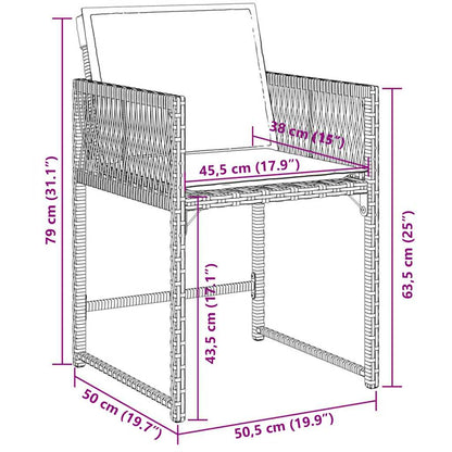 vidaXL Garden Dining Set | Brown | Poly Rattan | 6-seater | Foldable
