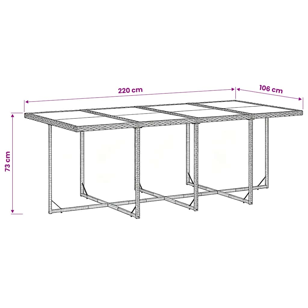 vidaXL 9 Piece Garden Dining Set with Cushions Grey Poly Rattan